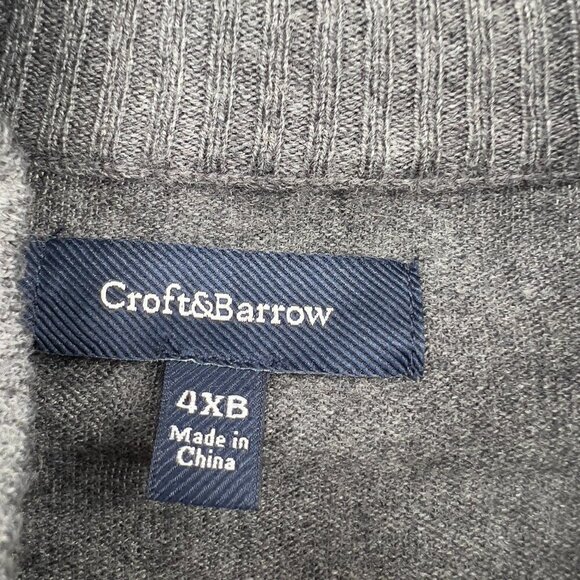 Croft & Barrow Plus Mens Quarter Zip Gray Mock Sweater. NWT - Picture 6 of 8